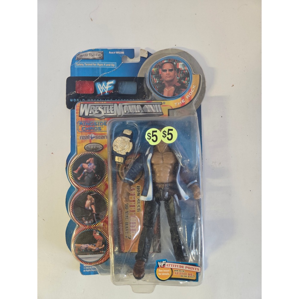 Jakks Pacific WWF WrestleMania XVIII Ringside Chaos The Rock Figure W93300